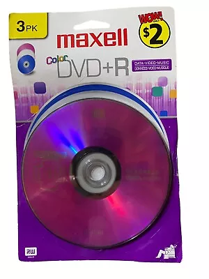 Maxell Blank Color DVD+R ~ 3 Pack - Brand New Sealed High Quality • $5.99