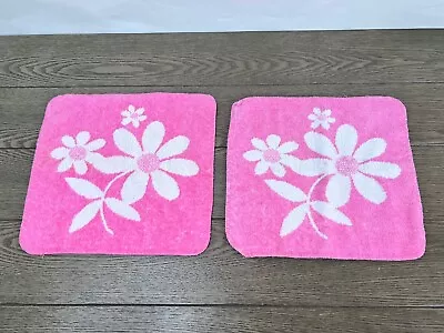 2 Vintage Martex Pink & White Flowers Washcloths Wash Cloth READ • $15.99