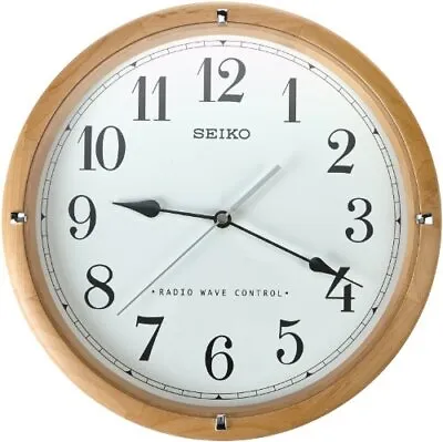 QXR303Z Radio Controlled Wooden Wall Clock White Dial With Black Numerals • £105.53