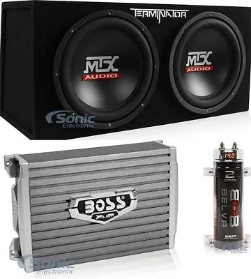 MTX TNE212D 800W Dual 12  Loaded Subwoofer Enclosure W/ Mono Amp & Capacitor • $281