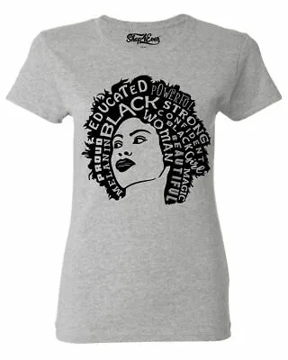 £16.96 • Buy Brown Skin Girl Afro Word Cloud Women's T-Shirt African Black History Shirts