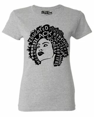 £15.62 • Buy Brown Skin Girl Afro Word Cloud Women's T-Shirt African Black History Shirts