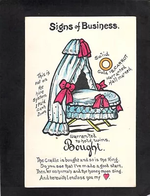 B1097 Cute Humour Signs Of Business Baby Basinet C1906 Vintage Postcard • $10.70