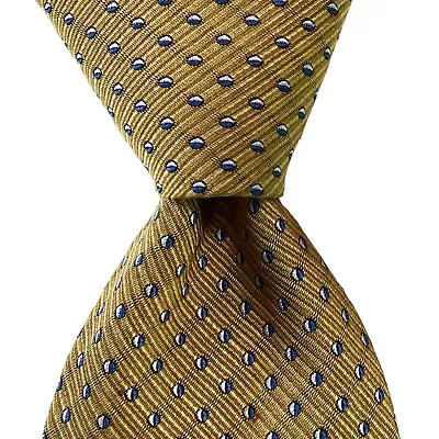 BROOKS BROTHERS 346 Men's Silk XL Necktie USA Designer Geometric Gold/Blue GUC • $23.99