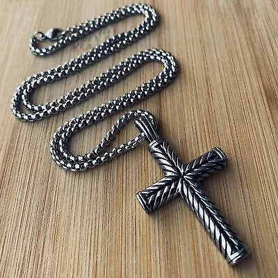 MENDEL Cool Boys Mens Stainless Steel Cross Pendant Necklace For Men Women Chain • $9.99