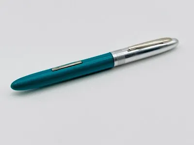 Vintage WEAREVER Lever Filler Fountain Pen 5-1/4  Teal Green & Silver • $15