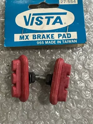 ! PAIR NOS VISTA  BMX Brake Shoes  2-Shoes Included. NOS Old School  Color RED • $21.50