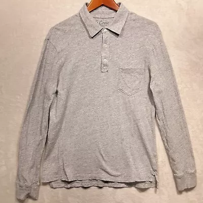J.Crew Mens Long Sleeve Polo Shirt Sz.M/Gray Marled/Chest Pocket-Cotton • $24.89
