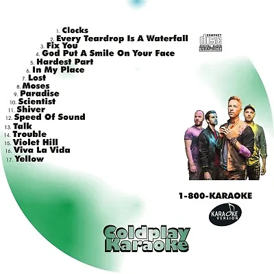 CUSTOM KARAOKE COLDPLAY 17 GREAT SONG Cdg CD+G RARE NUMBER ONE HITS YELLOW LOST • $39.95