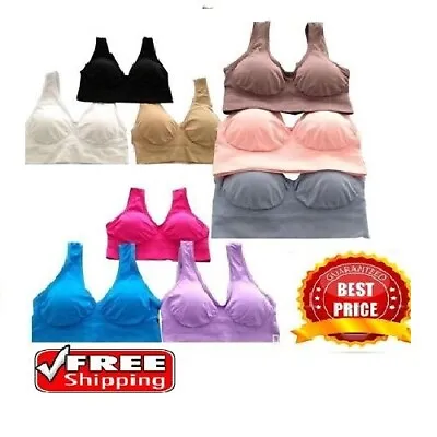 Womens Ladies Padded Seamless Comfort Bra Shapewear Sports With Removable Pads • £4.99