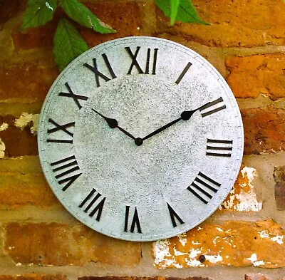 £14.95 • Buy Wall Clock Garden Station Ornament Outdoor Stone Effect 12 Inchl GIFT