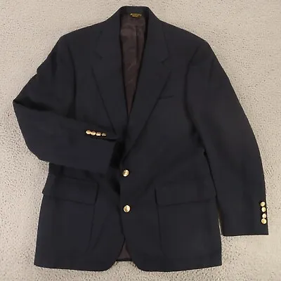 VINTAGE Palm Beach Jacket S Blue 100% Worsted Wool Blazer Metal Buttons 38R • $59.97