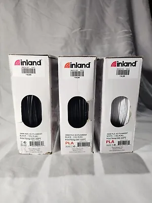 Inland 3D Printer Filament Lot! 3x 1kg 3mm Rolls! ABS/PLA Black/White Brand New! • $54.95