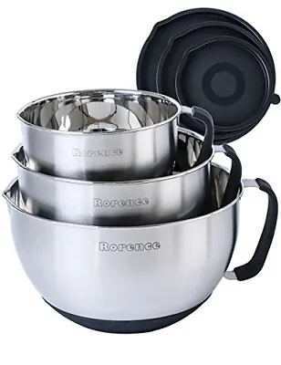 Stainless Steel Non-Slip Mixing Bowls With Pour Spout Handle And Lid • £33.33