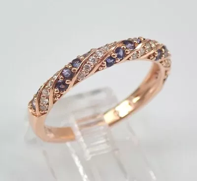 2Ct Lab-Created Tanzanite Wedding Ring Anniversary Band 14K Rose Gold Plated • $88.39