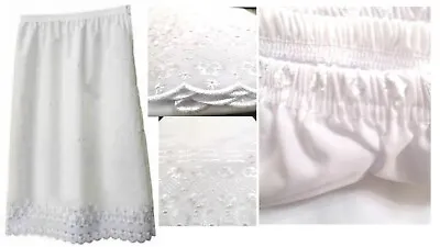 Ladies Poly Cotton White Double Embroidered Underskirt Half Slip 27 Length 10-28 • £9.99