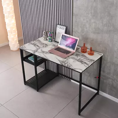 AINPECCA 120cm Computer Desk Study Table With Storage Office Home Glossy White • $129.99