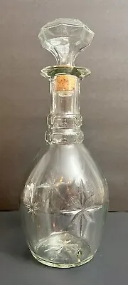 Vintage Atomic Star Starburst Clear Glass Decanter Liquor Bottle With Stopper • $12