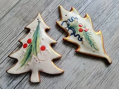 Veneto Flair Hand Painted Vintage Italian Christmas Ornaments 1975 Red Tree Ivy • $20