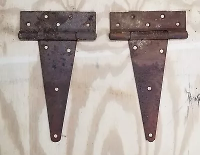 2 - 12  X 7  Vintage Metal Barn Door Gate Hinge Rusty Primitive Rustic • $19.99