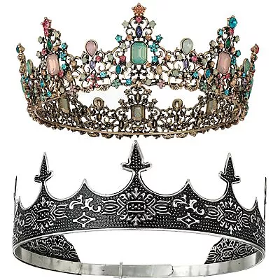 2 Pcs King And Queen Crowns Set For Prom Birthday Gift Set Wedding Party • $33.15
