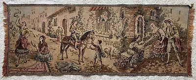 Vintage Antique Italy Tapestry Wall Hanging Street Dancing Romantic Decor • $265