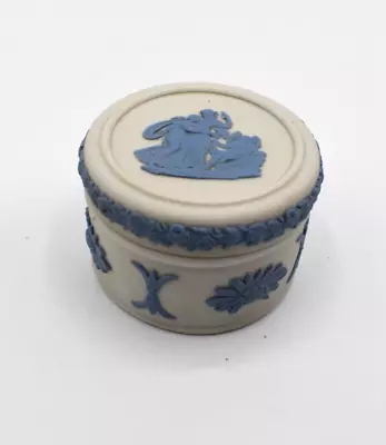 Wedgwood Reverse Blue On White Jasperware England Trinket Box • $16