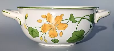 VILLEROY BOCH Geranium Soup Bowl VTG Handles Flat Cream Soup Bowl Germany • $26.99