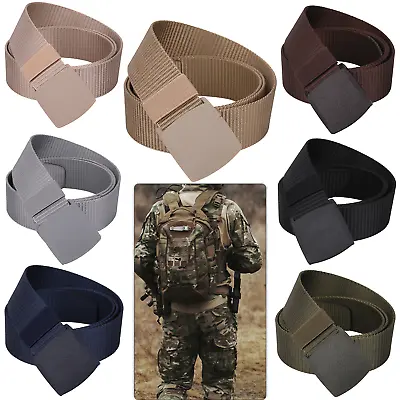 £3.79 • Buy Unisex Men Women Adjustable Canvas Webbing Belt Nylon Military Style Buckle Belt