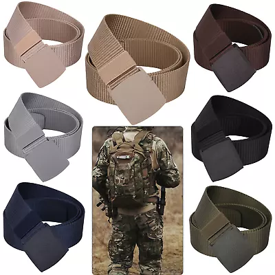 Unisex Men Women Adjustable Canvas Webbing Belt Nylon Military Style Buckle Belt • £3.79