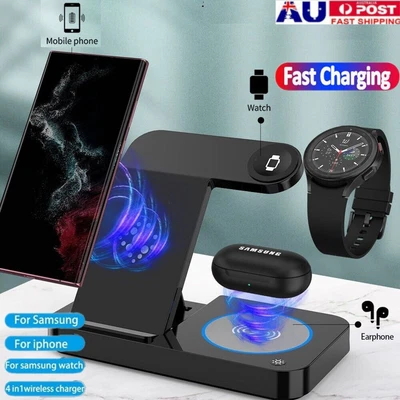 $32.30 • Buy 15W Foldable Wireless Charger Fast Charging Stand Dock For QI Samsung S23 Watch5