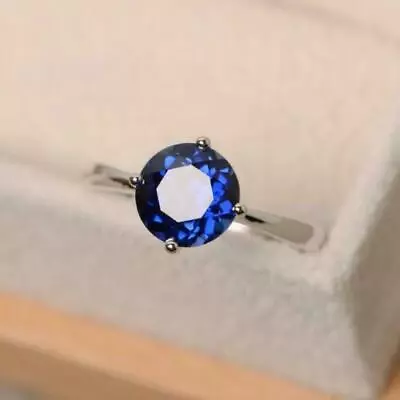 925 Sterling Silver Natural Certified 3.25 Ct Blue Sapphire Antique Gift Ring • $35.60