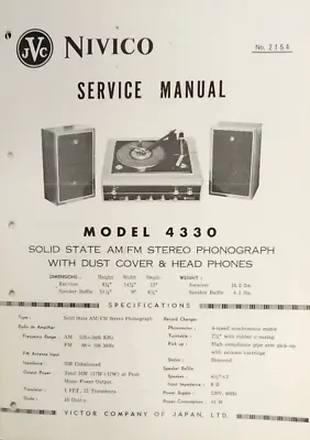 JVC - Nivico - 4330 -  AM/FM  Stereo System - Service Manual • $15