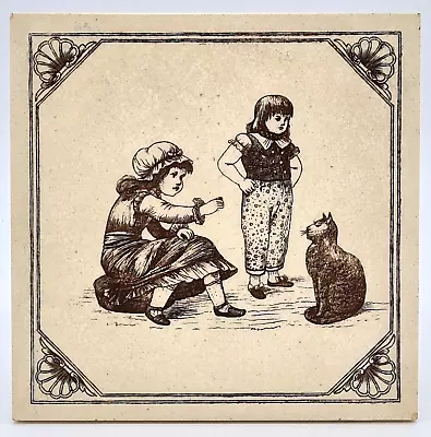 Victorian Tile Owen Gibbons For Maw & Co Broseley Salop Reading Stories C1882 • $111.90