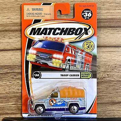 Matchbox #36 Troop Carrier Truck Silver Gray 2002 New On Card • $2.99