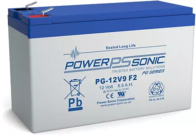 PG12V9 Power-Sonic PG 12 Volt 8.5Ah Rechargeable Lead Acid 12 V 8.5Ah Battery • £29.50