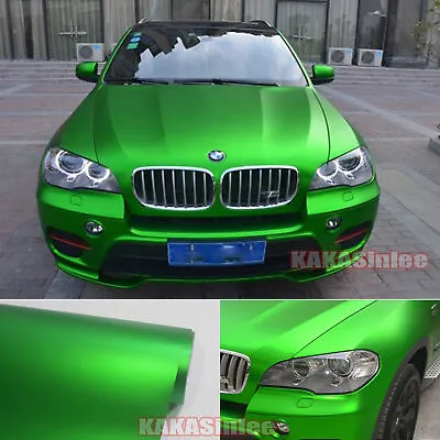 Air Release Satin Full Car Sticker Matte Chrome Metal Vinyl Film Wrap Green ABUS • $46.79