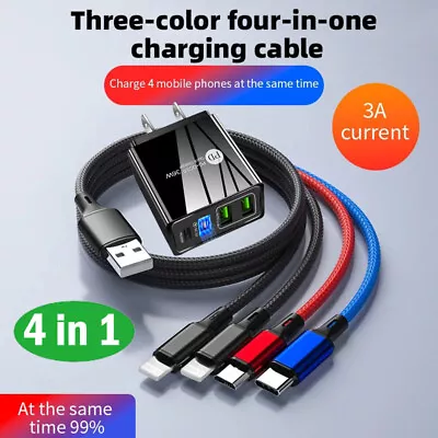 4 In 1 Fast USB Charging Cable Universal Multi Function Cell Phone Charger Cord • $9.99