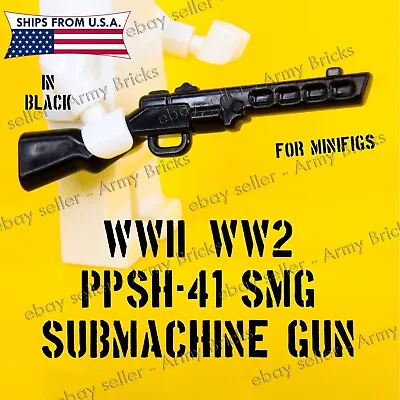 WW2 German PPSh-41 SMG Submachine Gun • CUSTOM TOY Brick For Minifigs - Black • $3.42