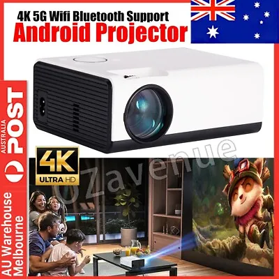 5G WiFi 4K 1080P Support Bluetooth Android Projector Outdoor Home Cinema HDMI AV • $149.49