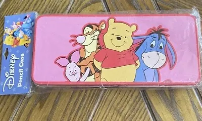 Disney Winnie The Pooh Pencil Case Pink Eeyore Tigger Piglet Metal Tin Vintage  • £14.45