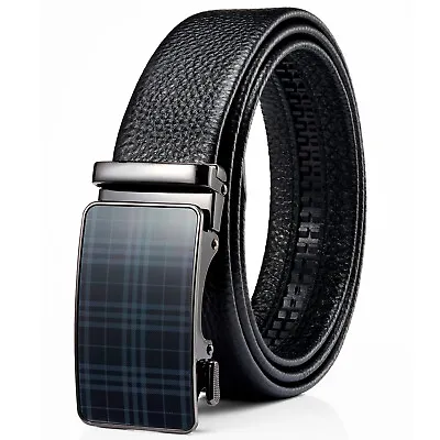 Men's Ratchet Genuine Leather Belts Adjustable Buckle  Christmas Gifts For Him • $21.99