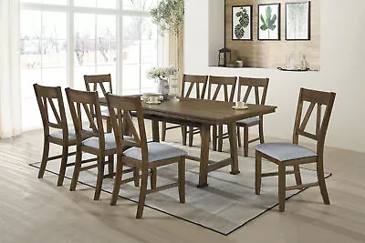 Kings Brand Furniture - 9 Piece Dining Room Set. Table & 8 Chairs Brown/Blue • $895.99