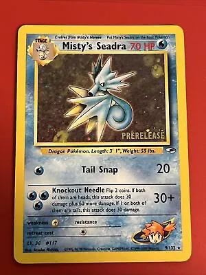 Pokémon TCG Misty's Seadra PRERELEASE HOLO Promo Pokemon Promos 9/132 Holo Promo • $8