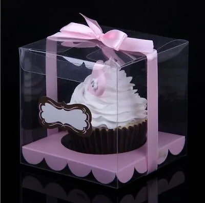 Clear Plastic Cupcake Packaging Box- Cake Favor Boxes Event Party Gift Box 12pcs • $26.94