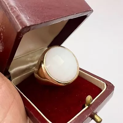 Massive Vintage Women's Jewelry Ring Gilt Sterling Silver 925 White Opal Size 7 • £149.20