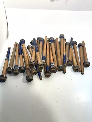 Wood Bobbins Spools Wooden Industrial Style Spindles 8.75  Wooden Quills Lot-30: • $45