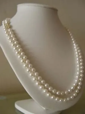 Long 50'' 7-8mm Natural White Akoya Freshwater Cultured Pearl Necklace • £39.59