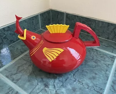 Vintage 1994 Copco Under The Sea Red Enamel Fish Tea Kettle • $149