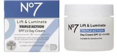 2 X No7 Lift And Luminate Triple Action Day Cream  Tub  SPF15 50ml • £29.95